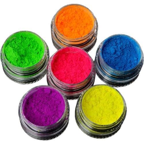 1 Box Neon Phosphor Powder Nail Glitter Powder Luminous Ultrafine Pigment 3D Fluorescent Powder Nail Art Decorations