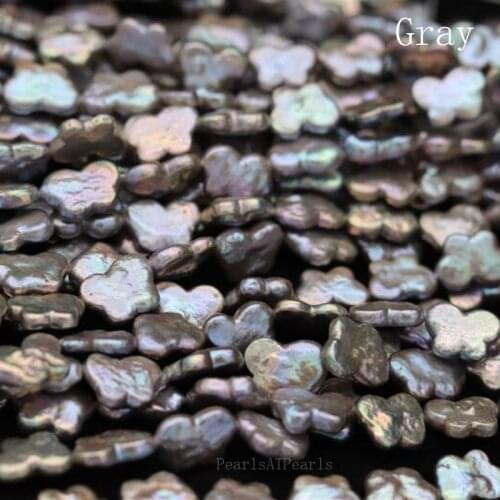 16 inches 12X15mm Gray Natural Butterfly Shaped Pearl Loose Strand