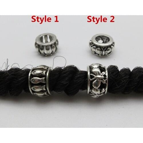 2pcs/pack Tibetan silver different 2 styles hair braid dread dreadlock beads rings tube approx 7.6mm inner hole Accessories