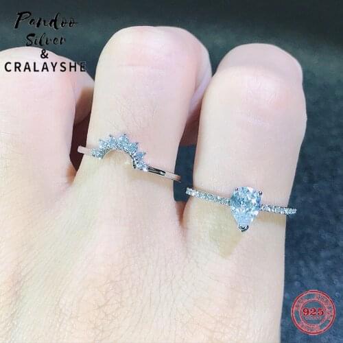 2021 Trend S925 Sterling Silver Jewelry 1:1 Copy,ATTRACT Simple Crystal Heart Ring Elegant WholeSet Gift For Female With Logo