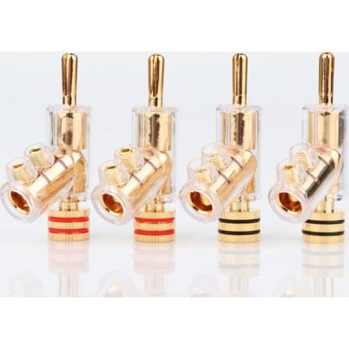4pcs hi-end Gold plated Banana Lock Plugs HiFi Speaker Banana Connector plug loudspeaker cable connector jack