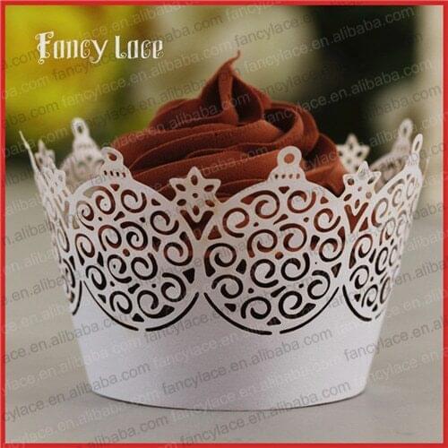 50pcs Christmas Bells Laser Paper Cake Liners Cupcake Lase Fondant Cakes Cupcake Wrapers Party Table Decorations Supplies