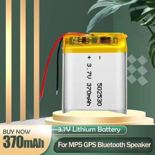 502530 3.7V 370mAh Rechargeable Lithium Polymer Li-po Battery For DVD MP3 MP4 Smart Watch Bluetooth Headset Speaker GPS Locator