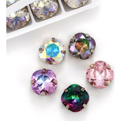 6-12mm Square Shape Sew On Rhinestones With Silver Claw Pointback Colorful Sew on Claw Rhinestone For Clothes Crafts