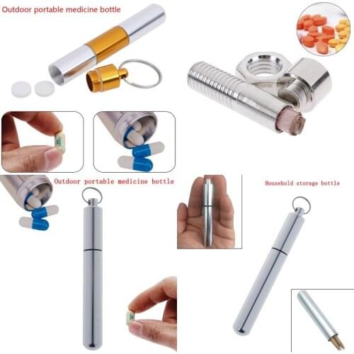 Aluminum Pill Case Portable Waterproof Outdoor Medicine Pill Container Case Keychain Metal Waterproof Box Case Container