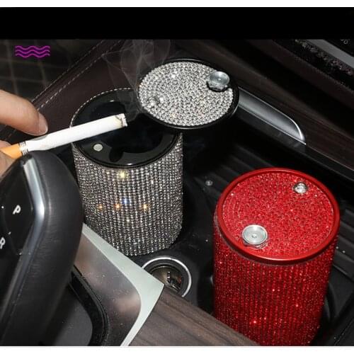 Car Ashtray Creative Nightclub Bar Full Drill Rhinestones Auto Smoke Storage Box Diamond For Grirls Women Interior Accessories