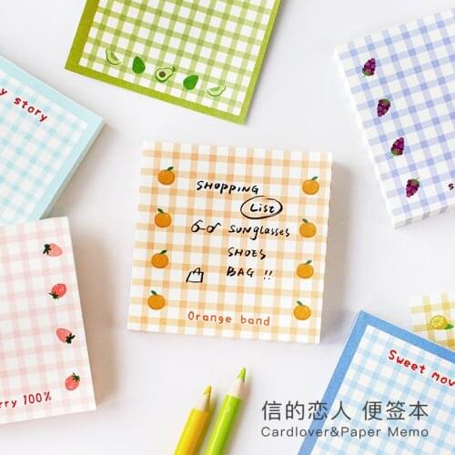 100 sheets Sweet fruit grid Series Memo Pad Message Notes Decorative Notepad Note paper Memo Stationery Office Supplies