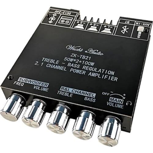 Bluetooth 5.0 2*50W+100W TPA3116D2 Power Subwoofer Amplifier Board 2.1 Channel Class D Home Theater Audio Stereo Equalizer Amp