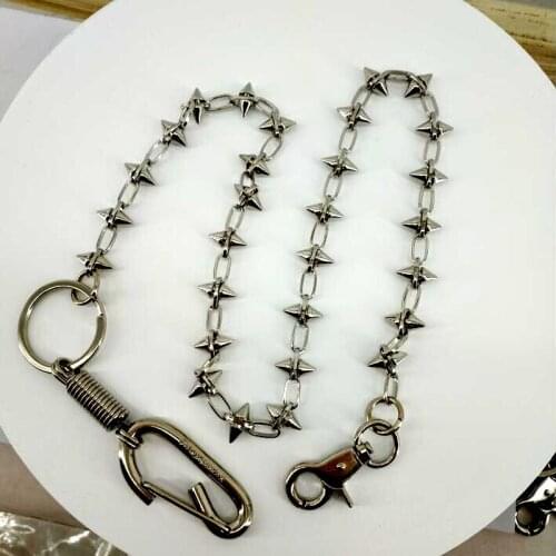 2019 75cm Long Metal Rivet Chain Rock Punk Trousers Hipster Pant Jean Keychain Ring Clip Keyring HipHop Accessories