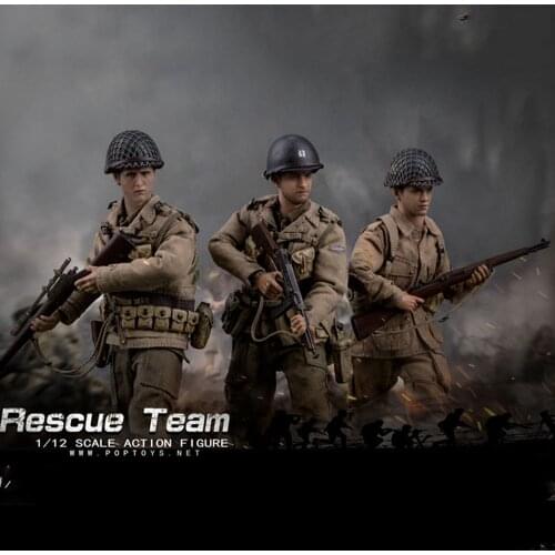 CMS004 1/12 WWII US Rescue Squad Captain Shooter Soldier Figure Set 3pcs 6'' In ch Male Action Dolls In Stock