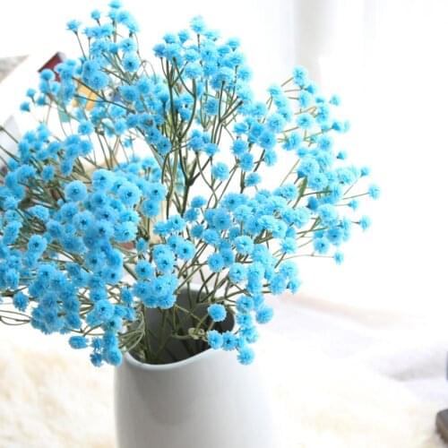 Blue Pink Yellow Artificial Silk Fake Flowers Babys Breath Flower Big Branch DIY Wedding Decoration Party Home Stamen Wreath