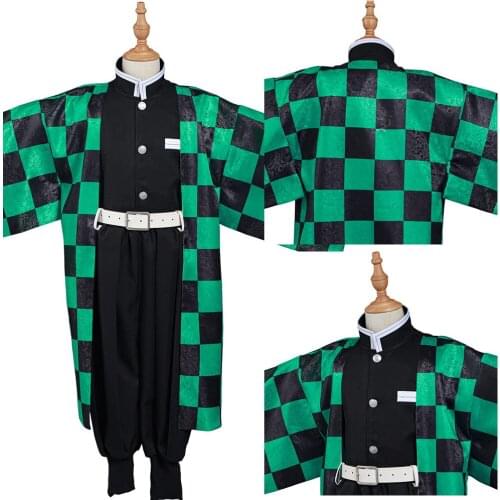 Demon Slayer: Kimetsu no Yaiba Kamado Tanjirou Cosplay Costume Kids Kimono Outfits Halloween Carnival Suit