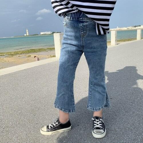 Kids Jeans Girls Denim Pants Baby Chic Long Trousers Filles Casual Korea Loose Running Denim Trousers For Girl 2 4 5 6 7 8 9 Yrs