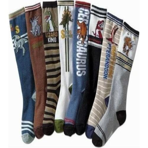 Childrens socks autumn winter cotton cartoon tube socks dinosaur design boy socks thermal socks 8pair/lot Baby socks 15-23CM