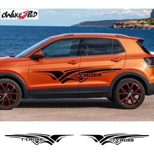 Car Door Both Side Sport Stripes Styling Decor Sticker Auto Body Decor Vinyl Decals For Volkswagen T-cross R line