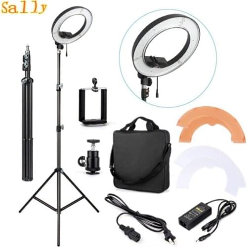 ES240 240 LED 18" Stepless Adjustable Ring Light Camera Photo/Video 240pcs LED 5500K Dimmable + 2 Color Filter + stand