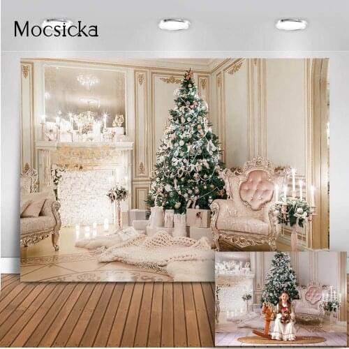 Photography backdrop Christmas living room photo booth background studio Magnificent Christmas tree photocall photophone