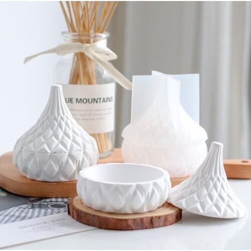 Concrete Box Mold Round Stripe Jewelry Box Mold Silicone Mold for Resin Plaster Diamond Storage Molds