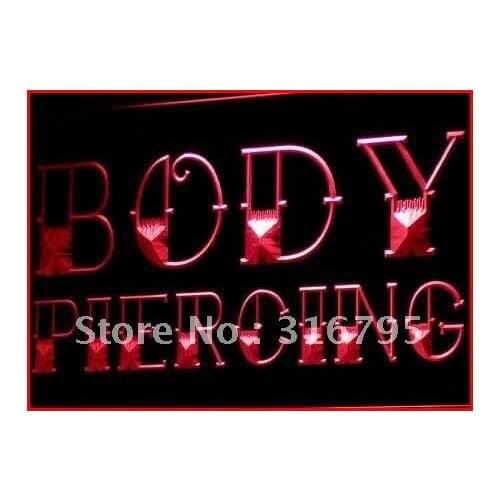 I344 Body Piercing Tattoo Shop NEW NR LED Neon Light Light Signs On/Off Switch 20+ Colors 5 Sizes