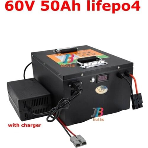 60V 50AH lifepo4 battery BMS 60A lithium bateria for 2500W 3500w scooter Inverter EV bike Tricycle caravan van + 5A charger