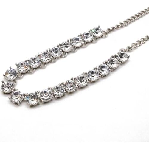 Single Raw Glass Crystal Stone Fashion Necklace Party Wedding Jewelry For Women