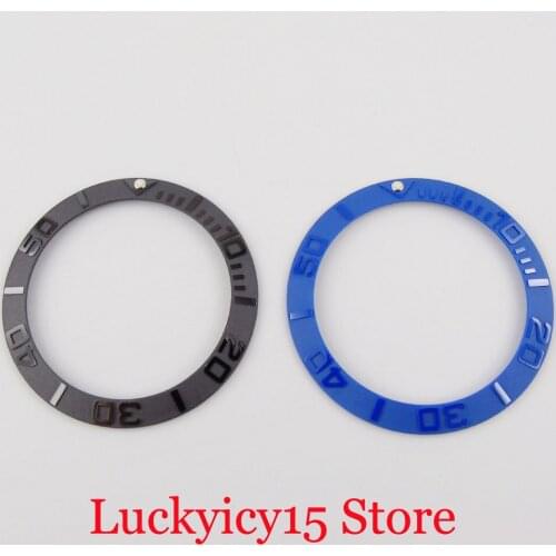 Men Watch Black / Blue Brushed 39.8mm Watch Bezel Insert fit 40mm watch