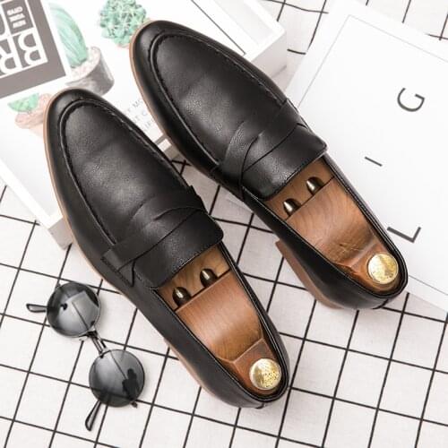 New Mens Casual Leather Shoes Zapatos De Hombre Low Loafers Men Flats Pointed Toe Breathable Business Shoes Zapatos