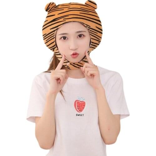 Stuffed with PP Cotton Plush Made Hats with Strips and Ears of Tiger