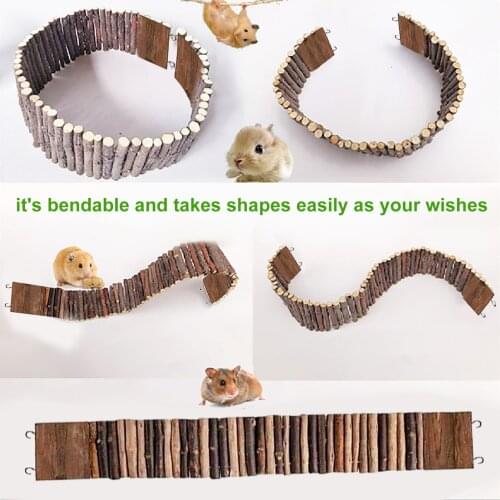 Natural Wooden Hamster Swing Cage Teething Toys Set Climb Ladder Bridge Playing Teeth Care Mice Mouse Animals Cage Toys