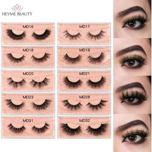 HEYME Makeup Eyelashes 3D Mink Lashes Dramatic Fluffy Soft Wispy Volume Natural Long Thick Cross False Eyelash Reusable Eyelash