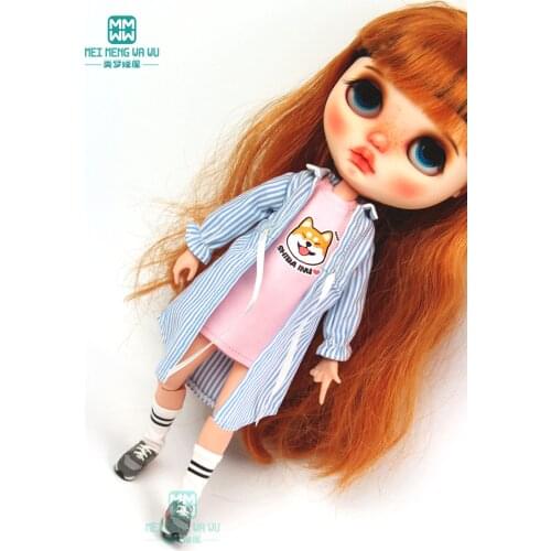 1pcs Blyth Doll Clothes Casual striped shirt blue, pink, black for Blyth Azone1/6 doll accessories