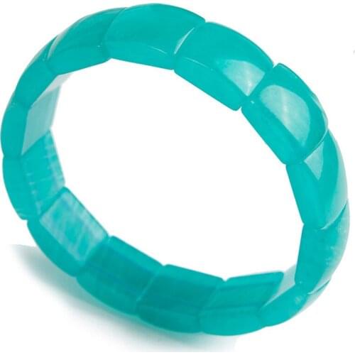 Wholesale Precious Green Natural Ice Amazonite Gems Stone Crystal Rectangle Bead Stretch Bracelet