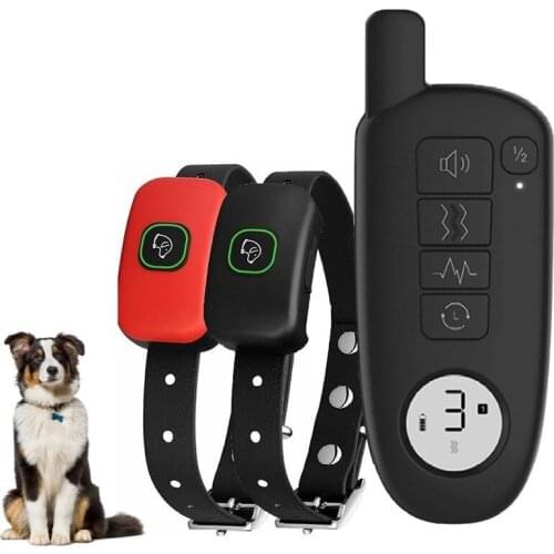 Dog Training Collar 2 Receiver With 1 Transmitter Quick Recharge Remote Beep Vibration Shock Waterproof 400M Range Adjustable