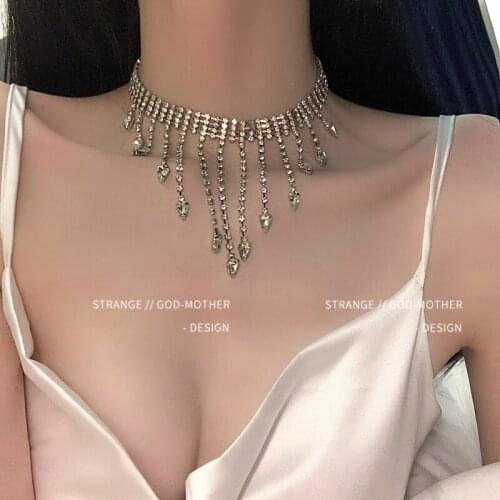 Su collar female water drop zircon minority choker neck accessories clavicle chain European and American party necklace