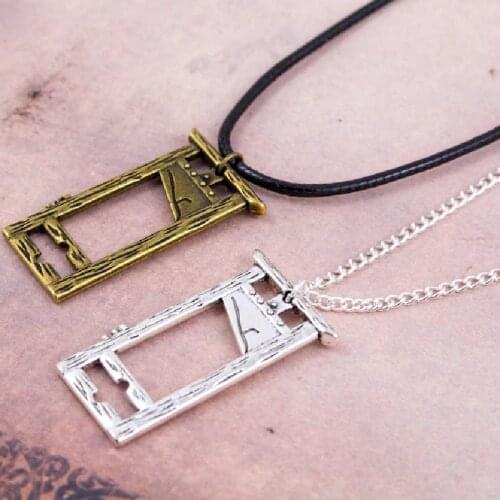 Black Silver Colour Guillotine Necklace Charm History Macabre Gothic Jewelry Grunge Medieval Dark Rock Valentine Halloween Gift