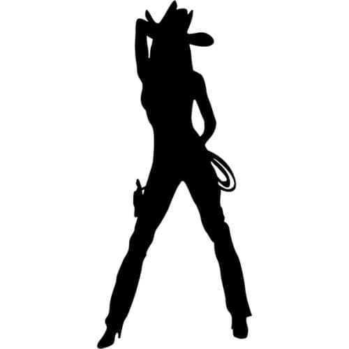 Sexy Cool Cowgirl Car Stickers Fantasy Fashion Stickers Pvc Decals Suitable for All Kinds of Cars Black/white, 12cm*6cm