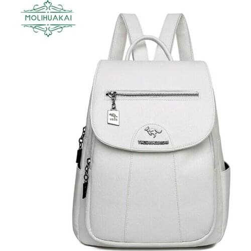 MoLiHuaKai 2021 New Simple Style PU Leather Backpack Fashion Luxury School Backpack Trend Girl Backpack Ladies Backpack Summer