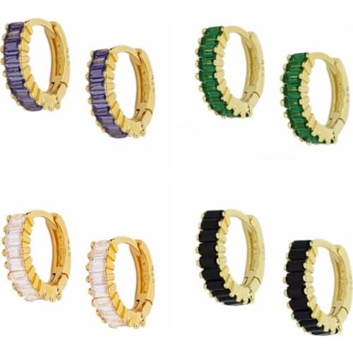 ROXI Elegant Zircon Crystals Hoop Earrings for Women Purple White Black Green Earrings Cartilage 925 Sterling Silver Jewelry