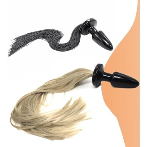 Silicone Large Anal Plug Unisex Blonde Horse Play Butt Plug Long Silky Pony Tail BDSM Backyard Flirting Animal Cosplay Sex Toys