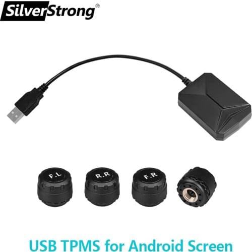 SilverStrong Tire Pressure Monitoring System USB Tire Sensors Alarm Monitoring System 4pcs/kit for Android Radio