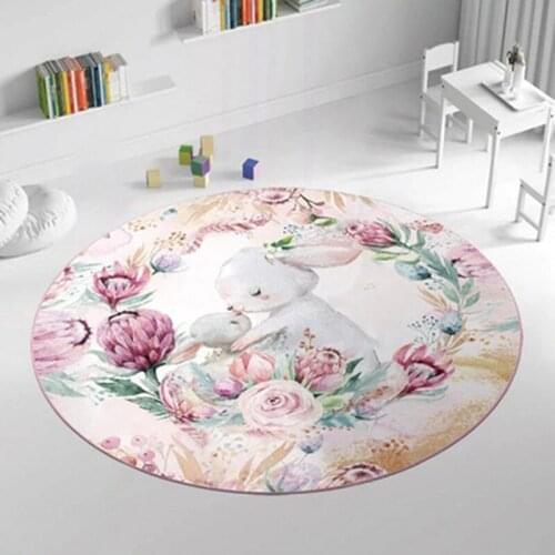 Modern Round Home Decoration Carpet Cartoon Printing Round Living Room Bedroom Non-Slip Mat