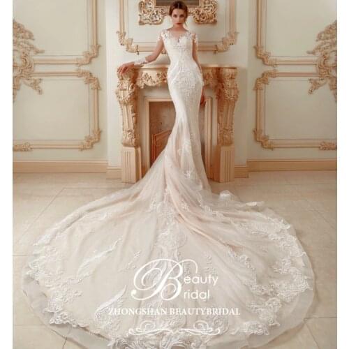 Wedding dress 2019 Backless and Japan lace full Wateau train alla spagnuola bridal vestidos de noiva robe de mariage SP005