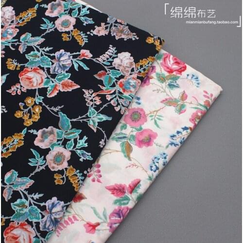 50cm * 145cm / piece, Big Flower Print Pure Cotton Cloth,Shirt,Dress,Headscarf,Puppet,Curtain,Tablecloth, DIY Handmade Material