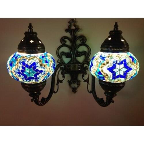 Blue Color Turkish Handmade mosaic wall lamp, Turkish Hanging Mosaic Lamp Moroccan Mosaic Free Shipping