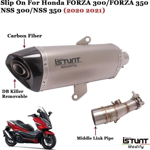 Motorcycle Carbon Fiber Exhaust Muffler Middle Link Pipe Slip On For Honda FORZA 300 FORZA 350 NSS 300 NSS 350 2020 - 2021