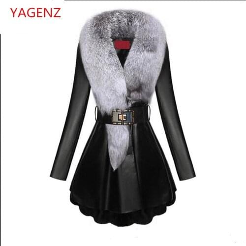 Top quality Winter coat Women Leather clothes New product Sheep skin Fox fur collar Down feathers Keep warm Women coat K2509