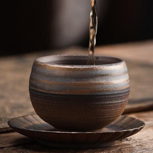 Oceans Japanese coarse pottery teacup manual tea cup restoring cup gold iron glaze ceramic kung fu tea cups