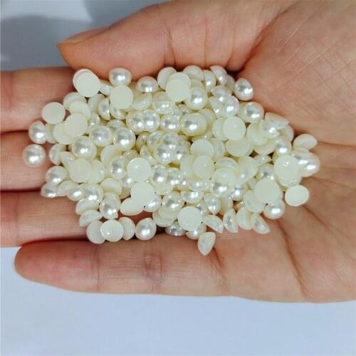 Pearl White Half Round Pearl Rhinestone Crystal Non Hotfix Flat Back Rhinestones Trim Accessories for Nail Art Rhinestones