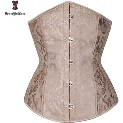 Under Bust Jacquard Corset Top Plus Size Solid Corsets Fish Boned Women Bustier Front Busk Closure Korset Summer Outfit Corselet
