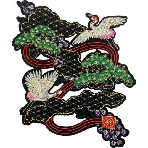 Animal Red-crowned Crane Bird Patch for Clothing Iron on Embroidered Sew on Patch Fabric Badge Garment DIY Apparel Accessories